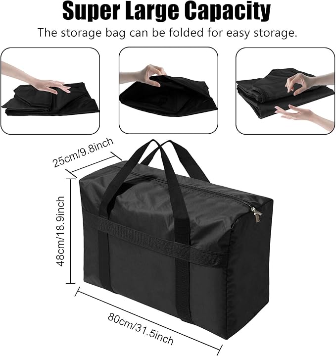 Extra Large Moving Bags with Strong Zippers, Storage Bags with Carrying Handles, Duffle Bag Packing Bags for Moving, Storage, Travel and Camping, Totes for Space Saving