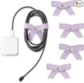 SenseAGE 5 Pack Cord Organizer, Bow Cord Keeper, Cable Organizer USB Holder, Leather Cable Management, Cable Straps, Earphone Winder, Storage Straps for Electronics, Earbuds, Big, Purple