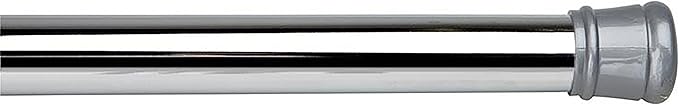 Tension Curtain Rod | Spring Loaded | Adjustable Expandable 42”-76” | Bathroom Shower Rod | Closet Pole | Room Divider | No Rust | No Drilling | Chrome