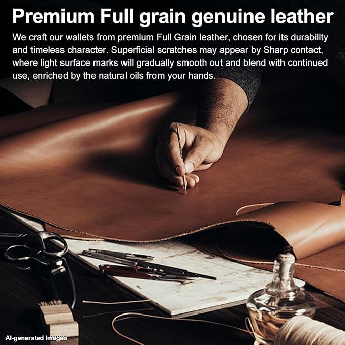 furid Genuine Leather Wallet for Men: Slim RFID Smart Minimalist Wallet | Credit Card Holder for Front Pocket wallet with Money Clip Full Grain - Gifts for Husband Father on Birthday Anniversary