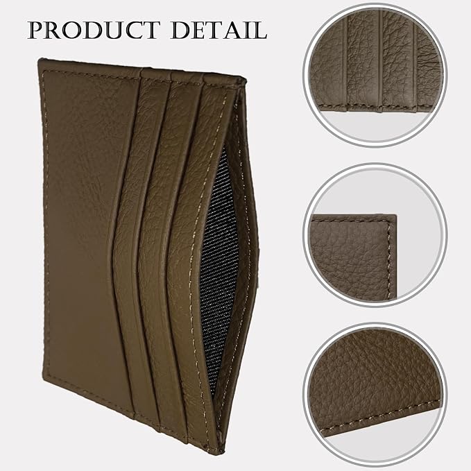 WOXVM Credit Card Holder Wallet RFID Blocking Slim Credit Card Cases Holder Premium Leather Minimalist Front Pocket Small Wallet with 6 Card Slots and 1 Pockets for Men Women