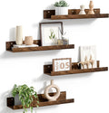 upsimples 4 Pcs 15" Acrylic Shelves for Wall Decor and Display, Walnut | Cute Floating Shelf for Perfume, Skincare, Nail Polish, Wall Organizer for Bedroom, Living Room, Playroom, Room Décor