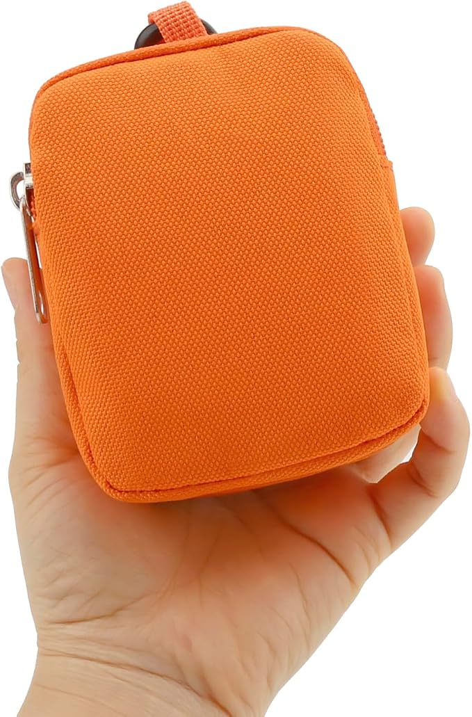 E-Tree Coin Purse with Carabiner Clip, Dual Layer Card Case Holder, Mini Pouch for AirPod Earphone Keychain USB Cable,Wallet, Small Accessories Organizer Bag for Women and Men (Orange)