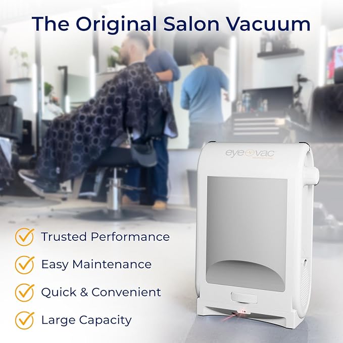 EyeVac Pro Touchless Vacuum Automatic Dustpan - Ultra Fast & Powerful - Great for Sweeping Salon Pet Hair Food Dirt Kitchen, Corded Canister Vacuum, Bagless, Automatic Sensors, 1400 Watt (White)