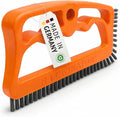 FUGINATOR® Grout Brush Orange/Gray - Ergonomic Heavy Duty Cleaning Brush for Bathroom, Shower & Kitchen - Deep Detail Scrubber for Wall & Floor Tiles, Crevices & Tight Spaces - Made in Germany