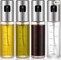 4 Pack 100ml Glass Olive Oil Sprayer with Scale & 4 Label Stickers, Refillable Fine Mist Oil Dispenser for Air Fryer, Salad, Baking, Grilling, Frying
