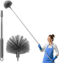 SetSail Cobweb Duster with Extension Pole, Retractable Dusters for Cobweb Cleaning 90-inch Long Handle Spider Web Brush for Outdoor Indoor High Ceilings, Grey