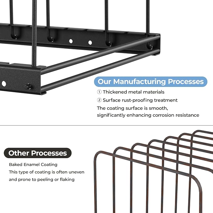 ORDORA 2 Pack Cutting Board Holder Stand Organizer Rack for Cabinet, 7 Slot Adjustable Dividers Baking Sheet Organizer for Counterop, Chopping Board Holder for Cookie Sheet, Baking Tray and Thin Pans