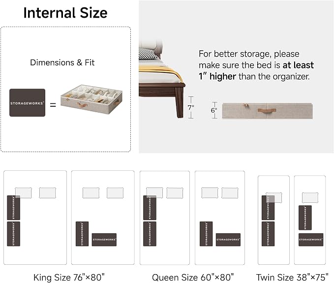 StorageWorks 2-Pack 24-Pair Under bed Shoe Storage Organizer, Taupe | Adjustable Dividers, Holds up to 12 Pairs Each, 5.25" Height, Fits 6-inch+ Clearance, Clear Top, For Closet, Bedroom