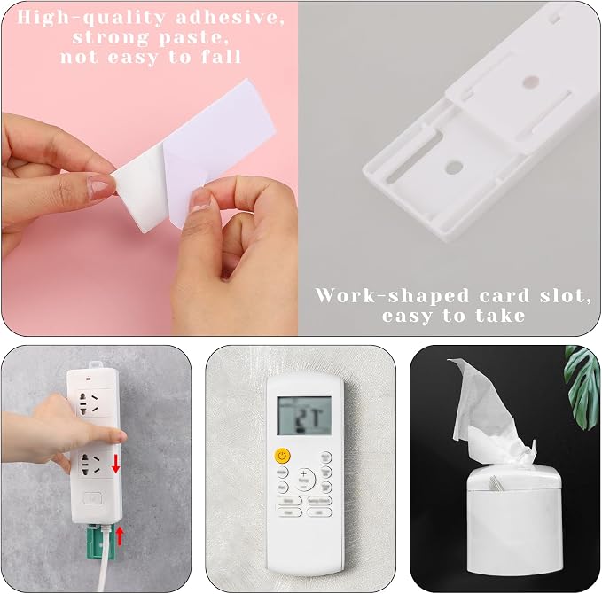 Giantree 6 Pack Self Adhesive Power Strip Holder, Power Strip Holder Desktop Mobile Punch Free Socket Holder, Desktop Socket Fixer for Kitchen Home Office and Cable Management(Multi)