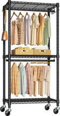 FUTASSI P3 Mini Rolling Clothes Rack, Clothing Racks for Hanging Clothes, Heavy Duty Garment Rack with Wheels, Freestanding Portable Closet Racks 23.6'' W x 14'' D x 78.5'' H, Max Load 430 Lbs, Black
