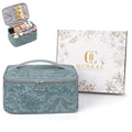 OCHEAL Makeup Bag,Travel Makeup Organizer Bag, Large Capacity Cosmetic Bags for Women Large Travel Toiletry Bag for Girls Traveling With Brush Slot And Divider-Blue Floral