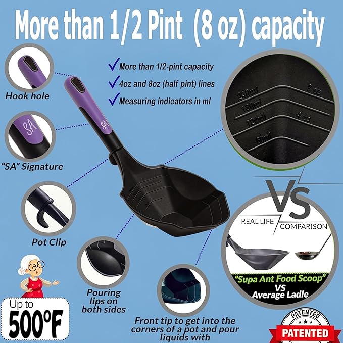 Supa Ant Canning Supplies Starter Kit- Canner Accessories with Canning Rack for Jars, XL Ladle,Wide Mouth Jar Funnel,Jar Lifter and Wrench,Bubble Popper/Measurer,Lid Lifter,Kitchen Tongs (Lavender)