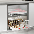 Pull Out Cabinet Organizer With Raising Pad for Framed Cabinets,Adjustable Depth(15.7"-24.4") And Width(12.8"-20.5"),Slide Out Drawers,No Drill Design,Heavy Duty Storing,White