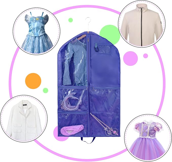 Waterproof Hanging Garment Bag,40 inch Garment Bags for Hanging Clothes,Garment Bags for Travel Storage,Dance Clothes Bag,Kids Garment Bag for Dance Costumes,Sports,Skating,Theatre,Beauty Pageants