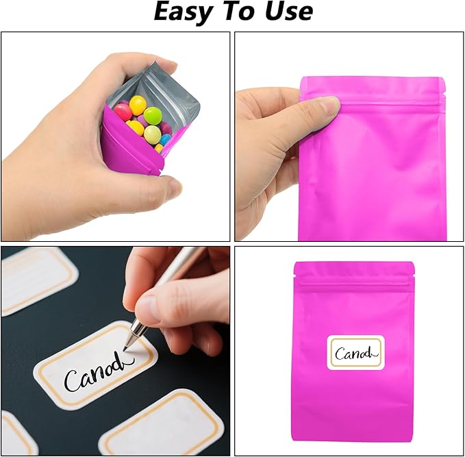 50PCS Smell Proof Resealable Pouch Bags,ULIFESTAR Aluminum Foil Flat Food Storage Bag,Sealable Pcsaging Zipper Pouches with Tear Notches for Pcsaging Lipgloss,Jewelry,etc(20*30cm/7.87*11.81",Purple)