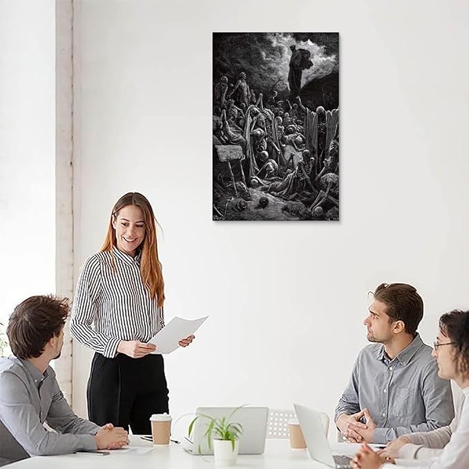 Gustave Dore The Vision Of The Valley Of Dry Bones Prints Wall Art Paintings Poster Picture Print Wall Art Painting Canvas Artworks Gift Idea Room Aesthetic 16x24inch(40x60cm)