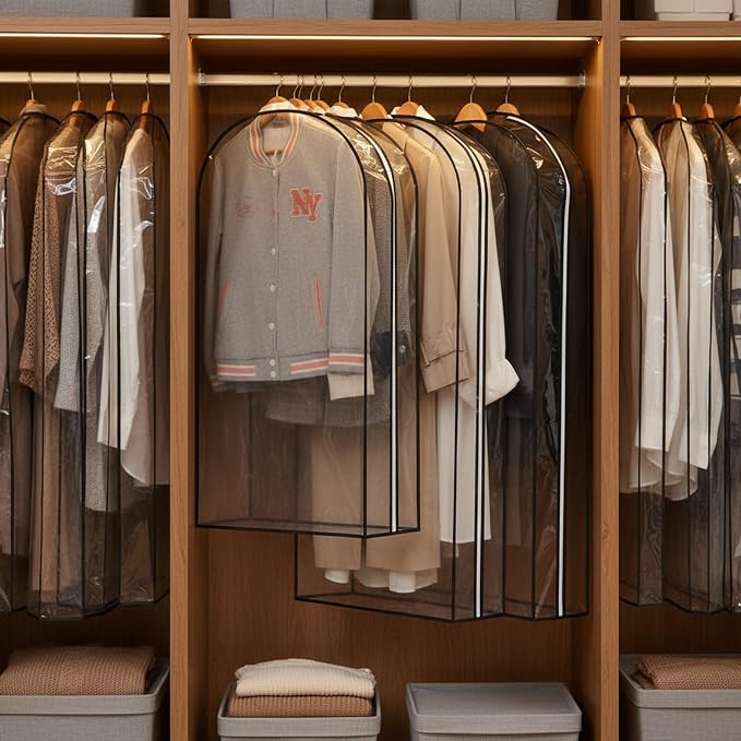 Clear Garment Bags for Hanging Clothes 3-piece set(43,50,60) inches Storage Bags With Zipper for Shirts, Suit,Jackets,Coats,sweater,Long Dresses,wedding,gowns,etc.