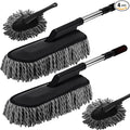 Tanlade 4 Pack Microfiber Car Duster Exterior Scratch Free with Extendable Handle Auto Duster Exterior Dust Cleaning Tools for Car Brush for Cars Truck Bike RV Boats Motorcycle (Gray)