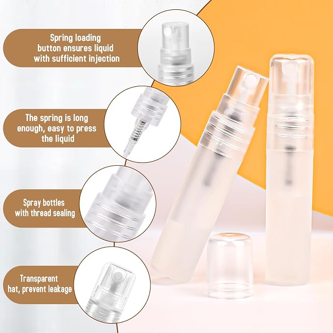 6 Pcs 5ml Mini Spray Bottle, Plastic Portable Travel Bottle, Refillable Perfume Sample Bottles, Clear Plastic Spray Bottles Empty, Travel Size SprayBottle for Perfume Essential Pocket EDC, Clear