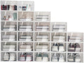 24 PCS Shoe Boxes, Premium Clear Plastic Stackable, 13 x 9.1 x 5.5 Inch Shoe Organizer for Bedroom, Living Room
