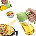2 in 1 Olive Oil Spray Bottle, 470ml/16oz Glass Oil Sprayer for Home and Kitchen, Olive Oil Dispenser Bottle for Air Fryer, Salad, BBQ (Green)