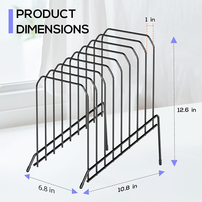 Gawerk Incline Metal Desk Magazine Folder Holder, Sorter Desk File Organizer with 8-Section Vertical Compartments Rack File Organizer for Office, Home, School (4 Pack)