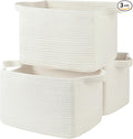 OIASKET Storage Baskets for Organizing, Woven Baskets for Shelves, Rectangle Decorative Organizer for Storage Clothes, Toy, Books, Towels Nursery Bins 3 Pack (White, 13"x9.85"x8.7")