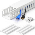 1.4"H x 1.6"W Cable Raceway, 99in Under Desk Wire Management Channel, White | Slotted Wire Duct, 6Pack, 16.5in Each, Heavy-Duty PVC Cable Management for Server Racks, Network Cables & Electrical Cabinets