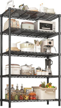 ROOMTEC 5-Tier Adjustable Wire Shelving Unit, 40"x16"x72", 2000 lbs | Heavy Duty Garage Shelf, Tool-free Assembly Metal Shelves, Storage Rack for Garage, Kitchen, Pantry, Laundry, Basement