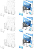 Acrylic Brochure Holder 8.5 x 11, 6 Pack Clear Brochure and Business Rack Card Holder Stand, Wall Mount Flyer Holder for Store Office Magazine Pamphlet Literature Document Menu Journals