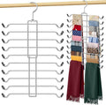 10 Tiers Scarf Organizer for Closet, 360° Swivel Scarf Hanger Hijab Holder Organizer Holds 30 Scarves Ties, Space Saving Hanger Closet Organizers and Storage for Shawl Belt Bra Tie Legging, Silver