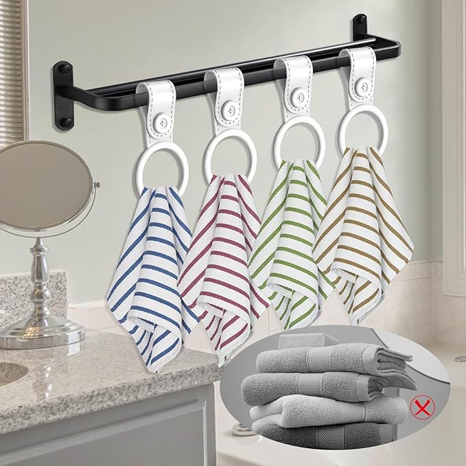 4 Pack Silicone Kitchen Towel Holder, Hanging Kitchen Towels; Dish Towel Holder for Cabinet, Oven, Stove, Sink – Durable, Non-Slip Design for Easy Hanging (White)