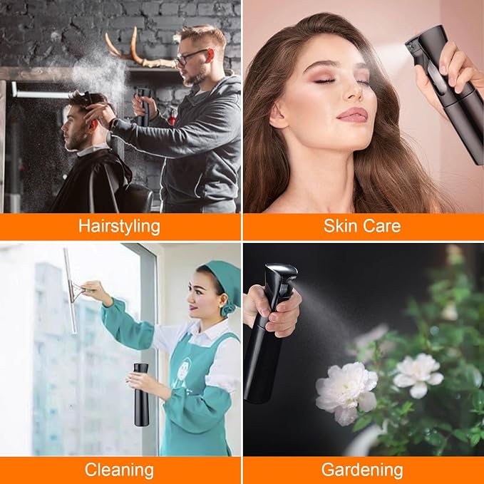 10OZ Continuous Spray Bottle - Hair & Face Ultra Fine Mist Spray Bottles, Refillable Empty Water Sprayer, Leak Proof Portable Spray Bottles for Hairstyling, Skincare, Plants, Cleaning, Pets, Travel | Ultra fine mist, ergonomic handle, refillable for pl...