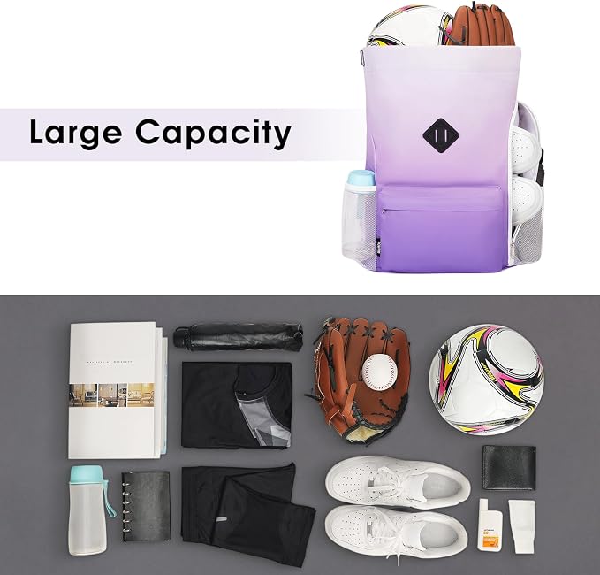 WANDF Drawstring Backpack with Shoe Compartment, Sports Gym Bag | Multi-Pocket Storage, Water-Resistant Fabric, Cinch String Bag