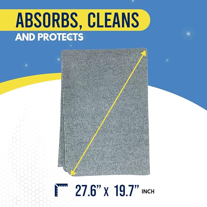 The Cleaning Magic Towel – Large Gray Microfiber Mopping Cloth – for All Floor Types – Reusable, Washable & Quick Dry – 2 Pack