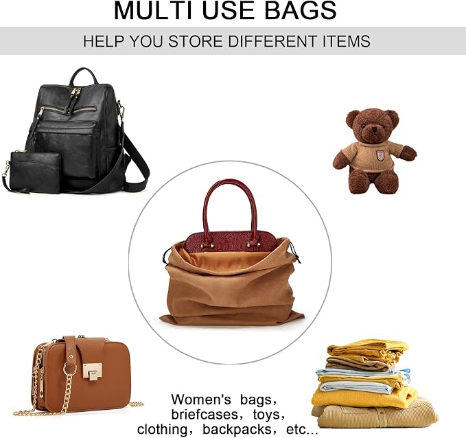 2 Piece Set Dust Cover Bags for Handbags,Purses,Shoes,and Boots | Protection Bag for Purse,Dust Resistant,Machine Washable & Reusable Storage Pouch,Travel Essentials for Women & Men