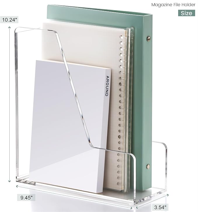 YUXUN Acrylic Magazine File Holder,Clear Desk Organizer File Holder Stand for File/Magazine/Binders/Notebook/Envelopes,Multi-purpose Coloring Comic Book Storage for Home/Office/Classroom Organization