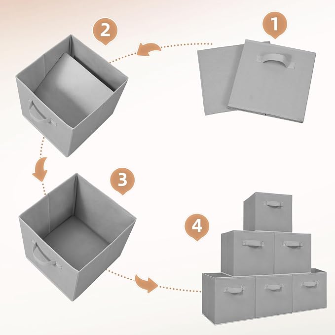 STORAGE MANIAC Storage Cubes, 11 Inch Collapsible Storage Bins with Handles, 10 Pack Fabric Foldable Bins for Organization, Durable Storage Bins for Closet, Shelves, Offices, 10-Pack Grey