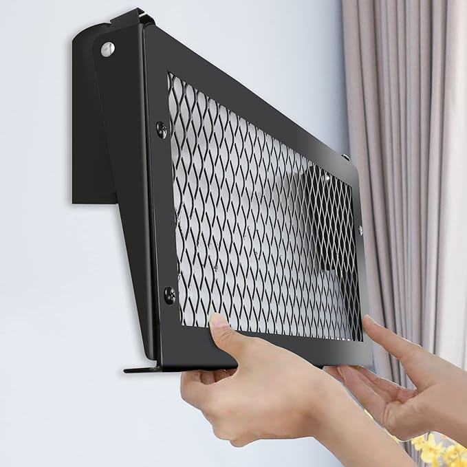 Floating Wall Shelves Set of 2, Black Floating Shelves,Wall-Mounted Bookshelf,Mesh Panel, Used in Living Room, Kitchen, Bathroom, Garage,Folding with Hooks.