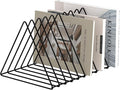 Urban Deco Triangle Desk Organizer - Metal Wire Magazine Holder, 10 Sections, Decorative File Folder Organizer, Vinyl Record Storage, Office File Holder - Black