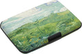 Mini RFID Credit Card Holder for Women Men, Slim Business Metal Hard Card Case, Cute Aluminum Travel Card Wallet ID Case, Green Wheat Field