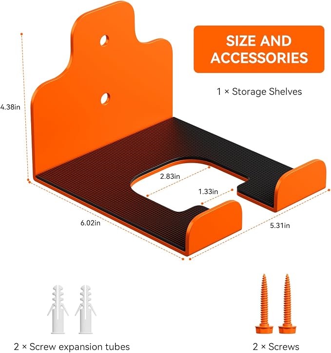 JNIHEEP Garage Organizer Trimmer Rack,Garden Power Tool Hanger,3Pack,Orange | Weedeater Rack, Heavy Duty Weed Whackers Holder Wall Mounted for Grass Trimmer, Hedge Trimmer, Garage Trimmer, Garden Tools