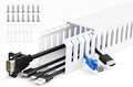 2" H x 2" W Cable Raceway, 66in Under Desk Wire Management Channel, White | Slotted Wire Duct, 4Pack, 16.5in Each, Heavy-Duty PVC Cable Management for Server Racks, Network Cables & Electrical Cabinets