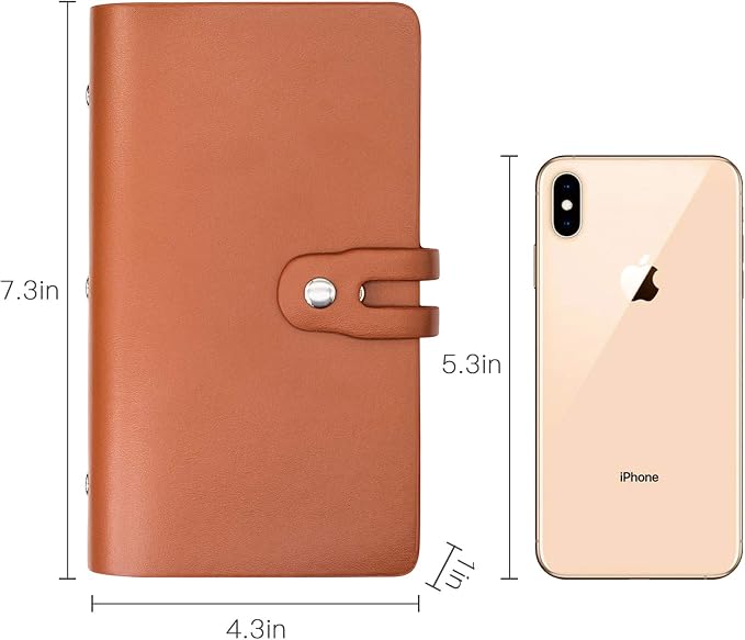 Padike RFID Credit Card Holder Business Card Organizer Business Card Holder, with 96 Card Slots Credit Card Protector for Managing Your Different Cards to Prevent Loss or Damage (Apricot)