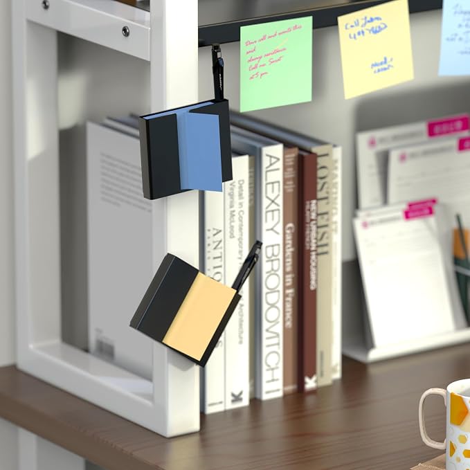4Pcs Sticky Note Dispenser, Magnetic Sticky Note Holder for Post It Notes, 3 x 3 Inch Sticky Note Pen Organizer for Office Home Classroom, Black