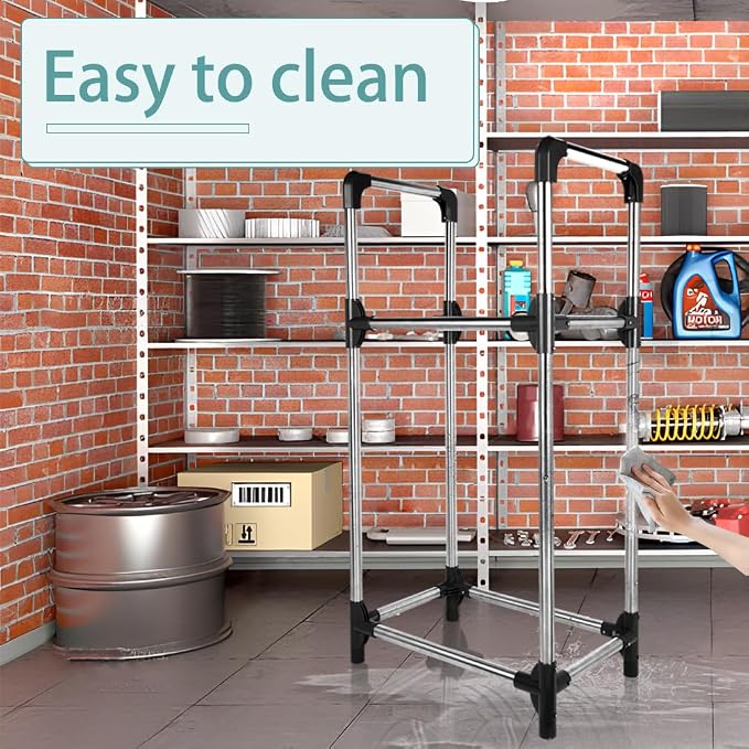 Hershii Tire Rack, Tire Storage Rack Stand Garage Storage Shelf Organizer | Rolling Tire Rack for Indoor Outdoor Use - Black + Silver 22.51'' X 14.16'' X 45.11''