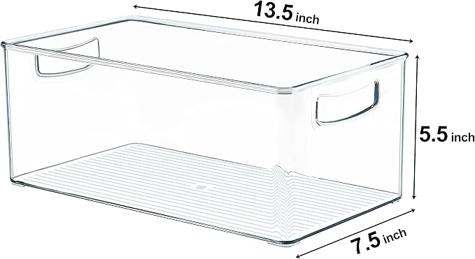 Hudgan 2 Pack Deep Freezer Organizer Bins, Straight Side Stackable Chest Freezer Storage Bins, Pantry organizers and Storage, Food-Grade Plastic