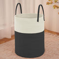 JMvicyroam Large Woven Laundry Basket Hamper,60L Cotton Rope Storage Bin for Blankets,Toys and Clothes,Decorative Tall Nursery Hamper for Living Room,Baby Nursery,Bathroom and Bedroom,White and Black