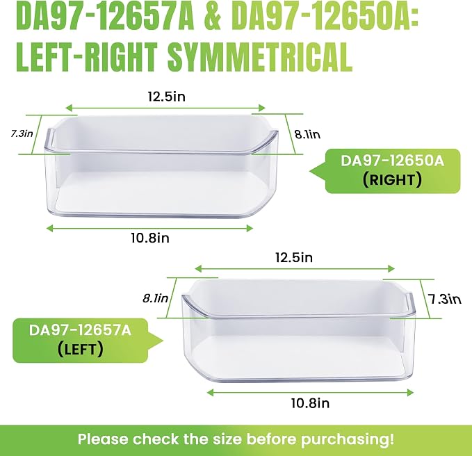 AMI PARTS DA97-12650A(RIGHT) & DA97-12657A(LEFT) Refrigerator Door Shelf | Fit for Refrigerator Parts RF260BEAESR RF261BEAESR RF261BEAESP RF260BEAEWW with 2 Egg Trays